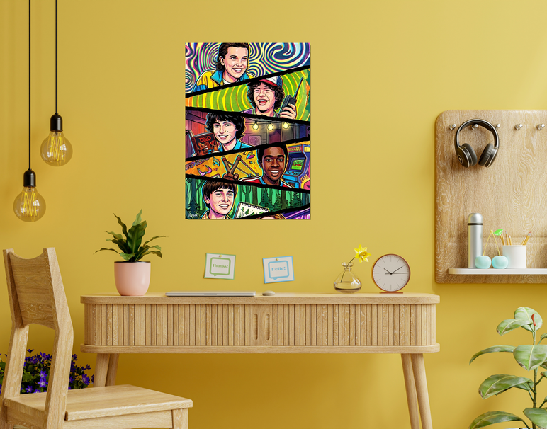 "STRANGER THINGS HAPPY CREW" -Shiny & Sturdy Metallic Poster Art That Pops & Sticks