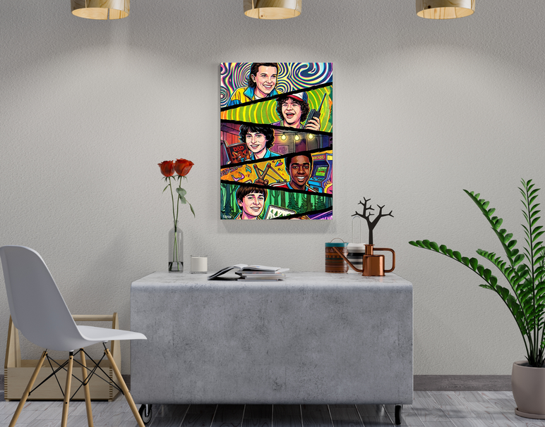 "STRANGER THINGS HAPPY CREW" -Shiny & Sturdy Metallic Poster Art That Pops & Sticks