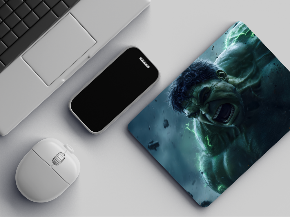"HULK THE MOST POWERFUL HERO" Mousepad Enhance Your Workspace with Style