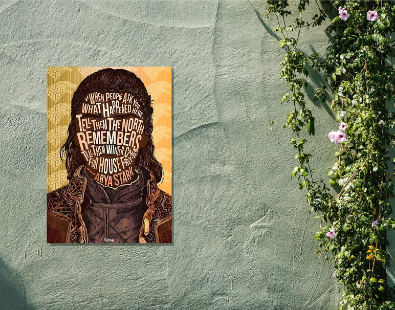 "ARYA STARK - GOT" -Shiny & Sturdy Metallic Poster Art That Pops & Sticks