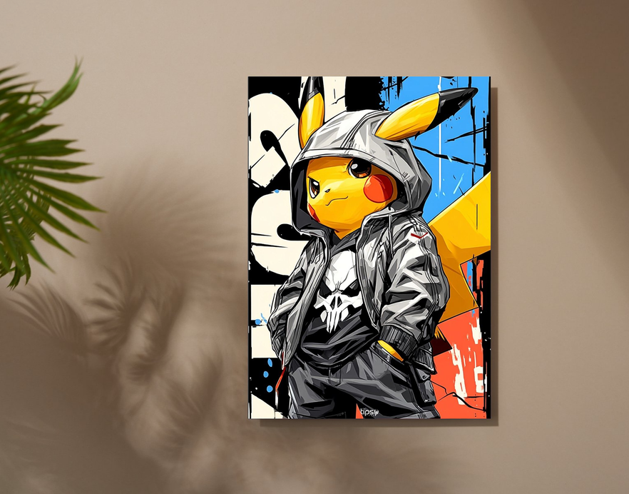 "ARTWORK OF PIKACHU " -Shiny & Sturdy Metallic Poster Art That Pops & Sticks