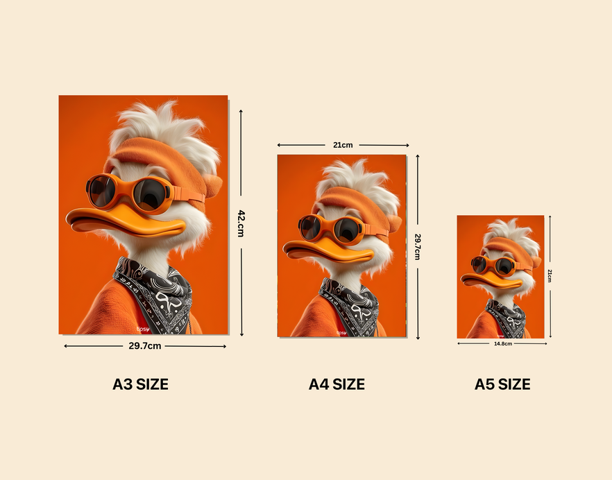 "COOL DUCK " -Shiny & Sturdy Metallic Poster Art That Pops & Sticks