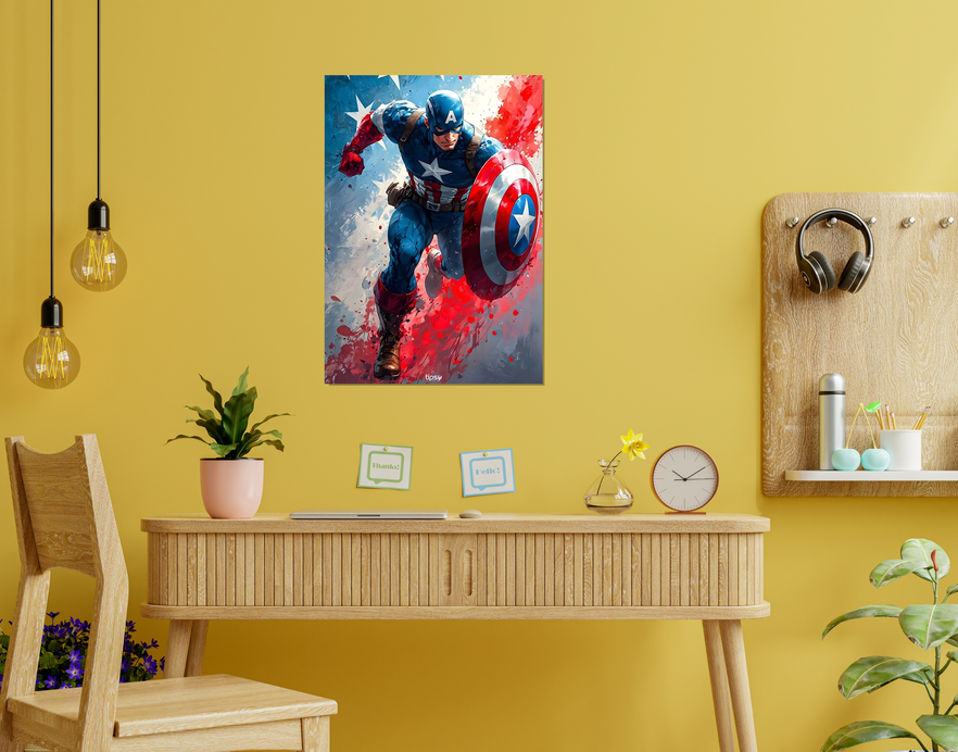 "MARVEL HERO CAPTAIN AMERICA" -Shiny & Sturdy Metallic Poster Art That Pops & Sticks