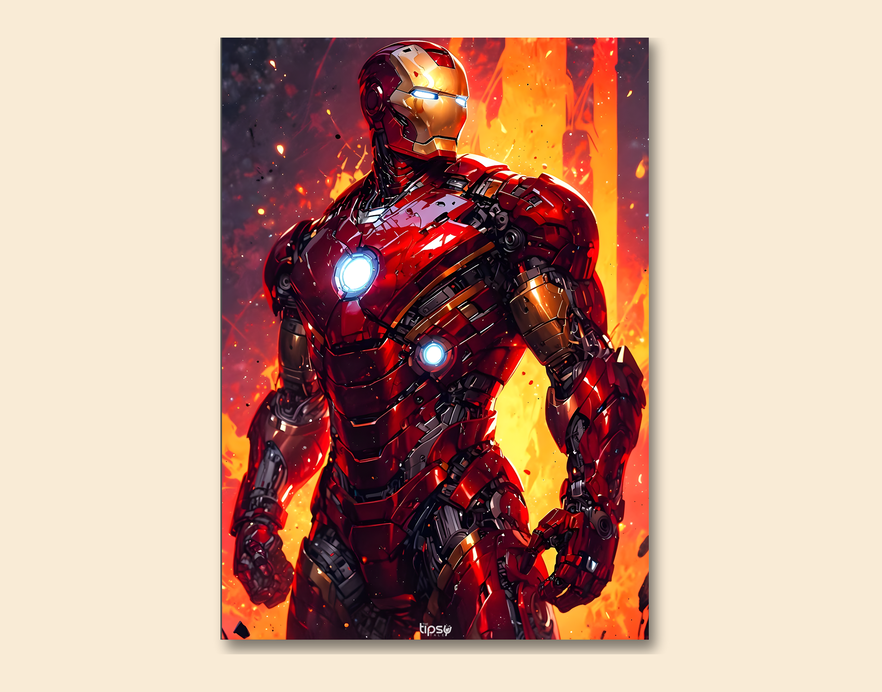 "ONE AND ONLY IRON MAN " -Shiny & Sturdy Metallic Poster Art That Pops & Sticks