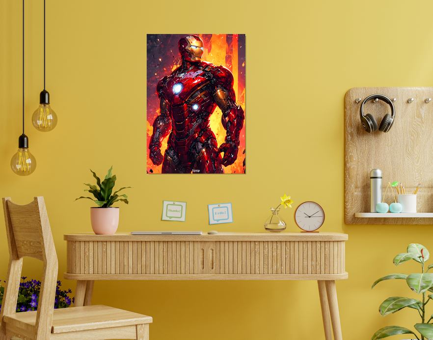 "ONE AND ONLY IRON MAN " -Shiny & Sturdy Metallic Poster Art That Pops & Sticks