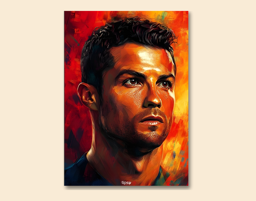 "CRISTIANO RONALDO PORTRAIT " -Shiny & Sturdy Metallic Poster Art That Pops & Sticks