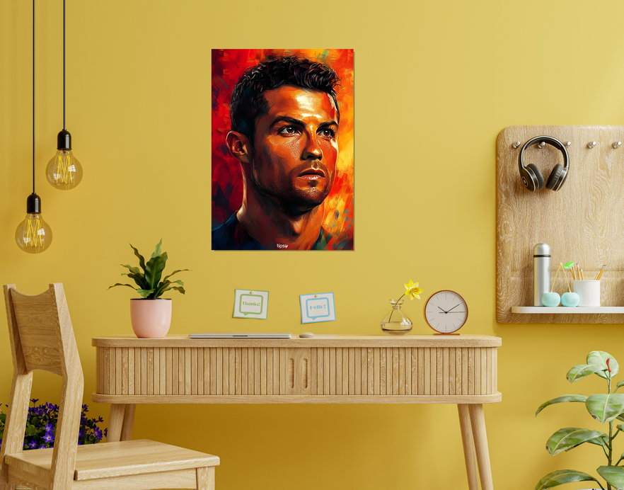 "CRISTIANO RONALDO PORTRAIT " -Shiny & Sturdy Metallic Poster Art That Pops & Sticks