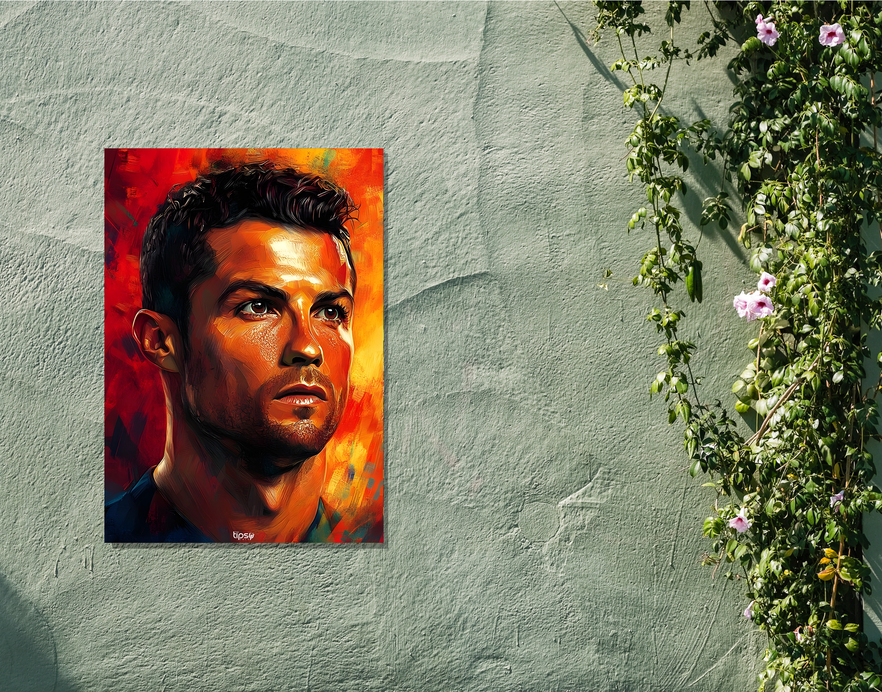 "CRISTIANO RONALDO PORTRAIT " -Shiny & Sturdy Metallic Poster Art That Pops & Sticks