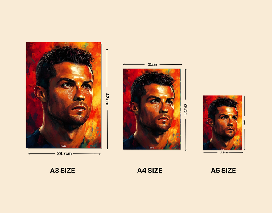 "CRISTIANO RONALDO PORTRAIT " -Shiny & Sturdy Metallic Poster Art That Pops & Sticks