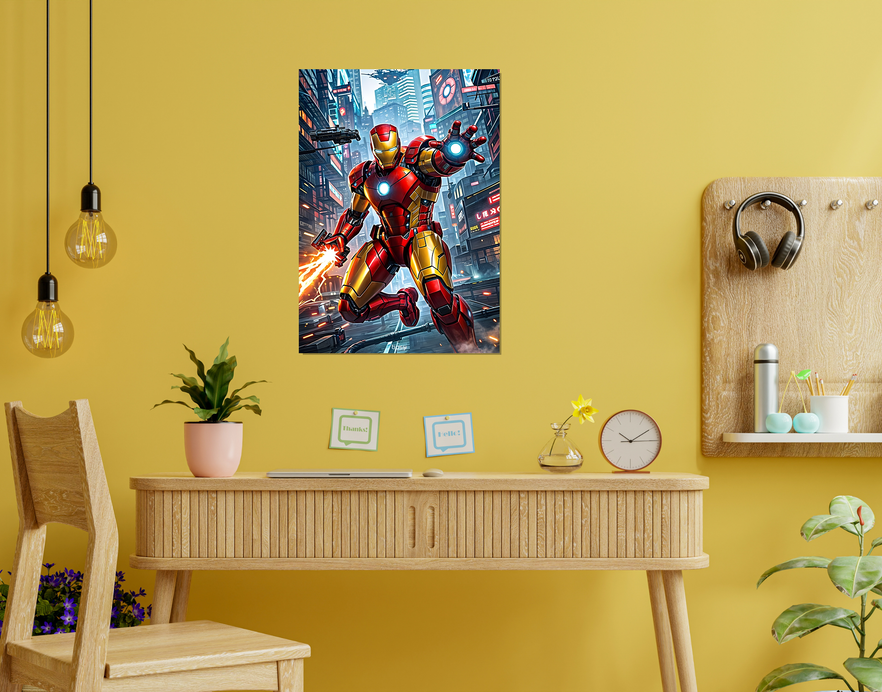 "MARVEL SUPERHERO IRON MAN" -Shiny & Sturdy Metallic Poster Art That Pops & Sticks