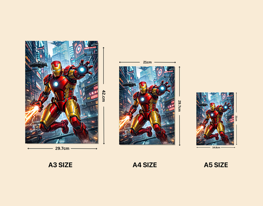 "MARVEL SUPERHERO IRON MAN" -Shiny & Sturdy Metallic Poster Art That Pops & Sticks