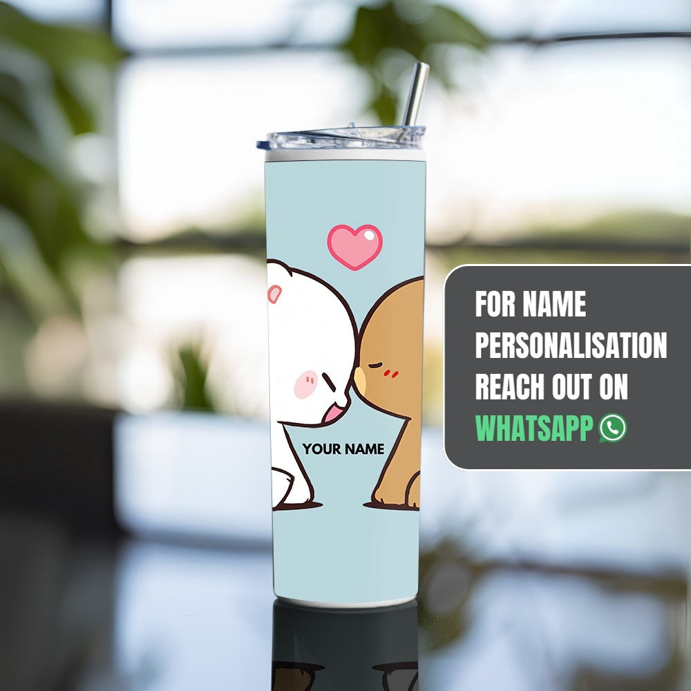 "Milk & Mocha Affection" Tumbler with Metal Straw