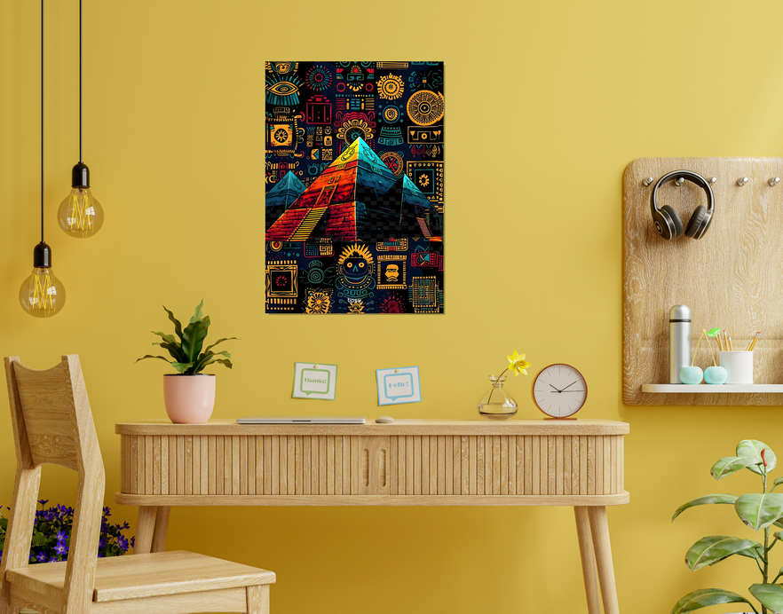"DEPICTION OF EGYPTIAN PYRAMID " -Shiny & Sturdy Metallic Poster Art That Pops & Sticks
