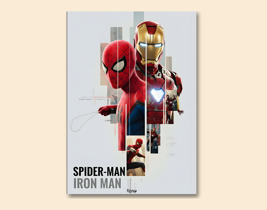 "SPIDER MAN & IRON MAN " -Shiny & Sturdy Metallic Poster Art That Pops & Sticks