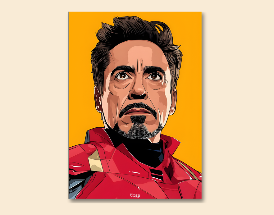 "TONY STARK POTRAIT " -Shiny & Sturdy Metallic Poster Art That Pops & Sticks