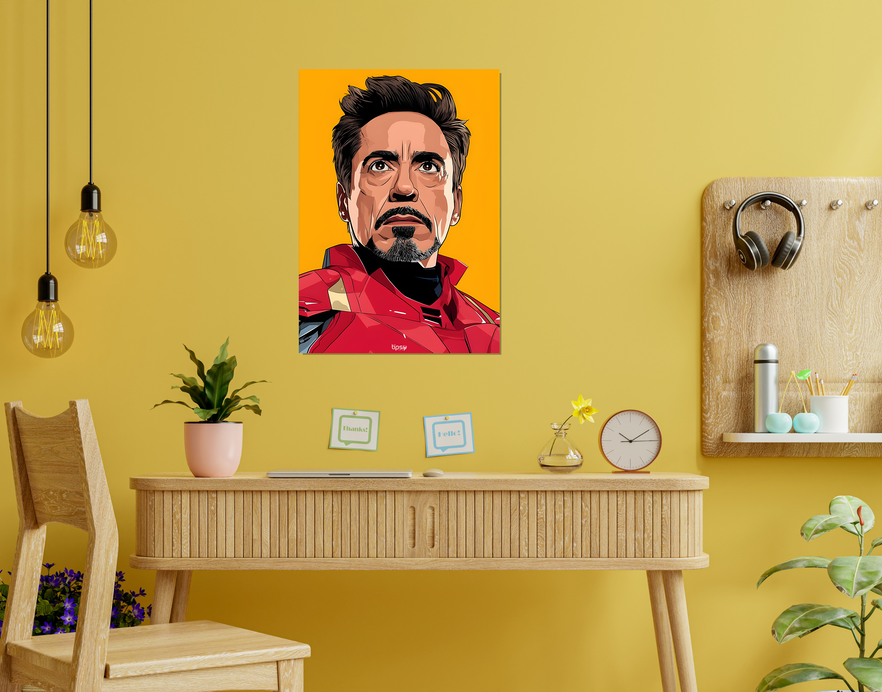 "TONY STARK POTRAIT " -Shiny & Sturdy Metallic Poster Art That Pops & Sticks