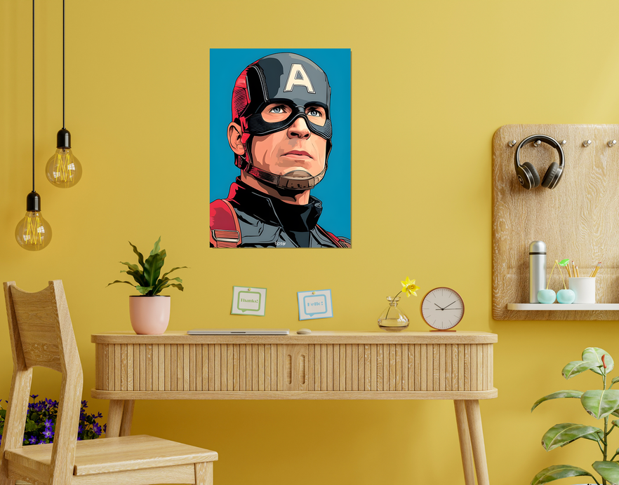 "STEVE ROGERS PORTRAIT " -Shiny & Sturdy Metallic Poster Art That Pops & Sticks