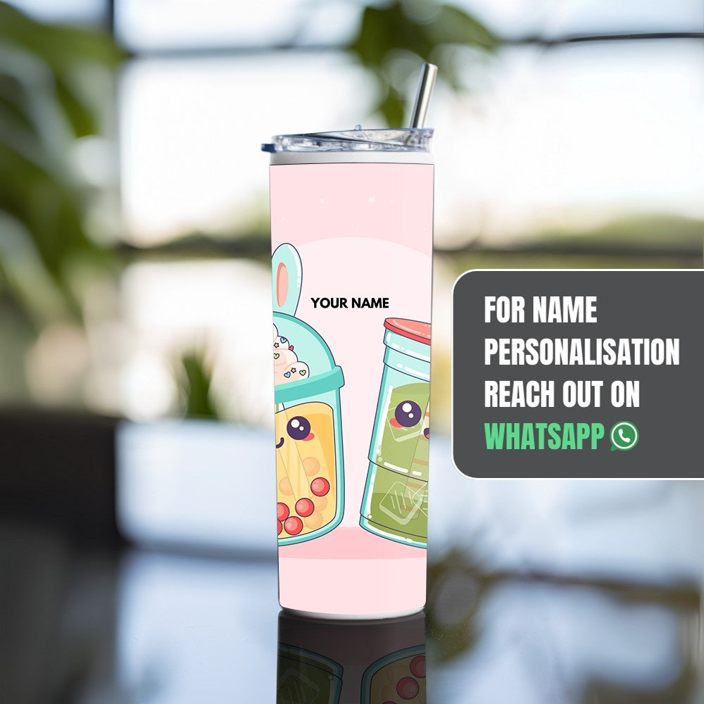 "Kawaii bubble tea Kawaii boba tea" Tumbler with Metal Straw
