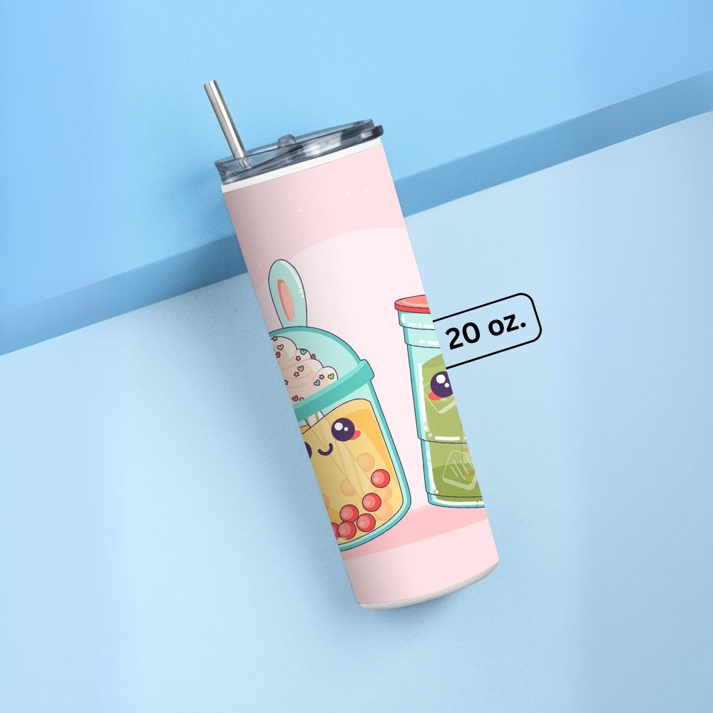 "Kawaii bubble tea Kawaii boba tea" Tumbler with Metal Straw