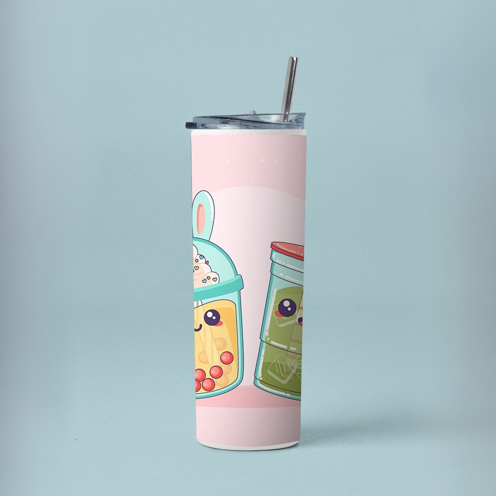 "Kawaii bubble tea Kawaii boba tea" Tumbler with Metal Straw