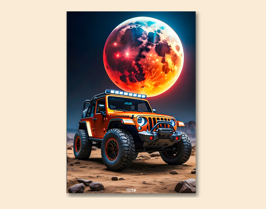 "JEEP WRANGLER A RUGGED SUV " -Shiny & Sturdy Metallic Poster Art That Pops & Sticks
