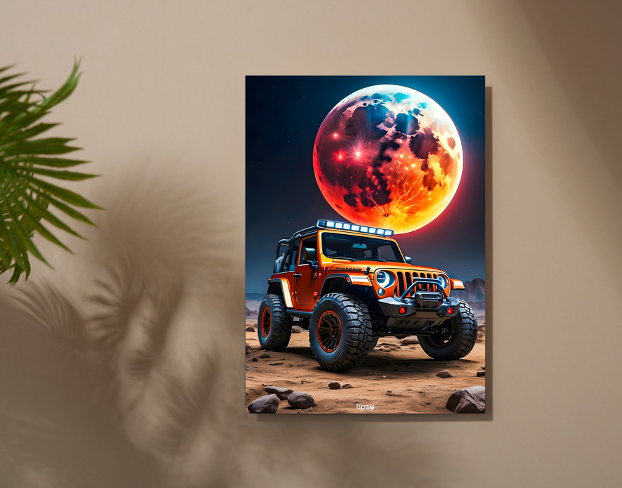 "JEEP WRANGLER A RUGGED SUV " -Shiny & Sturdy Metallic Poster Art That Pops & Sticks