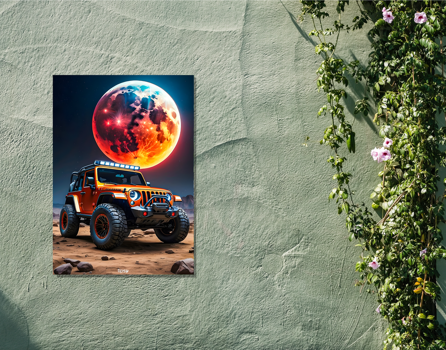 "JEEP WRANGLER A RUGGED SUV " -Shiny & Sturdy Metallic Poster Art That Pops & Sticks