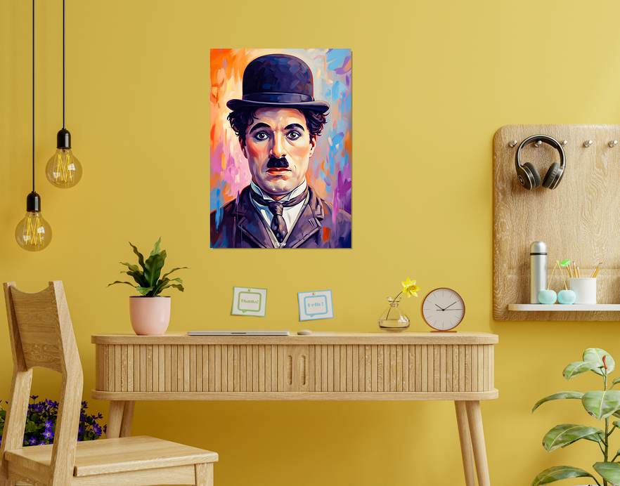 "CHARLIE CHAPLIN PORTRAIT " -Shiny & Sturdy Metallic Poster Art That Pops & Sticks