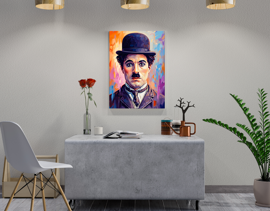 "CHARLIE CHAPLIN PORTRAIT " -Shiny & Sturdy Metallic Poster Art That Pops & Sticks