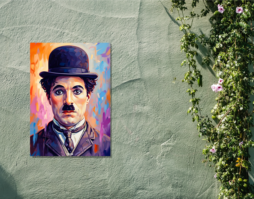 "CHARLIE CHAPLIN PORTRAIT " -Shiny & Sturdy Metallic Poster Art That Pops & Sticks