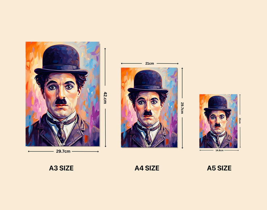 "CHARLIE CHAPLIN PORTRAIT " -Shiny & Sturdy Metallic Poster Art That Pops & Sticks