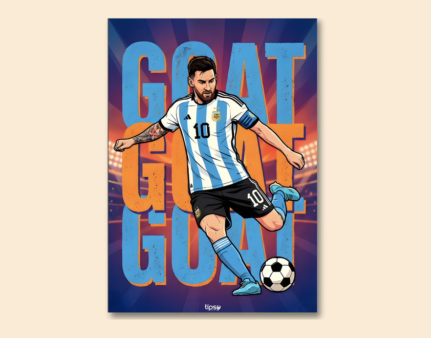 "GOAT 10 MESSI " -Shiny & Sturdy Metallic Poster Art That Pops & Sticks