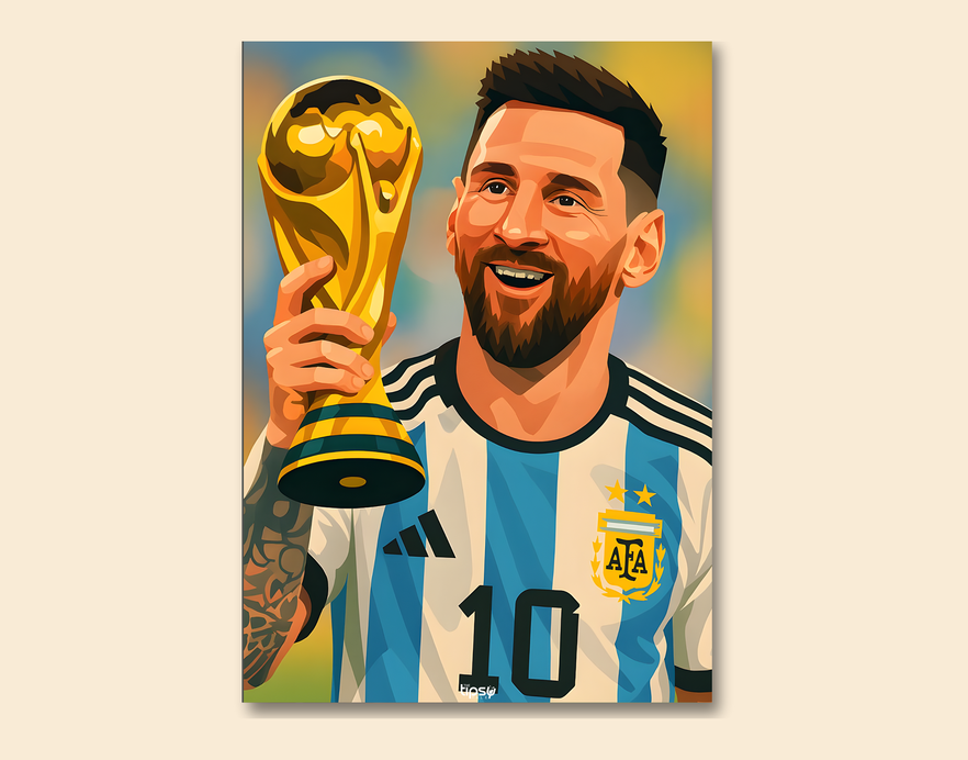 "MESSI PORTRAIT " -Shiny & Sturdy Metallic Poster Art That Pops & Sticks