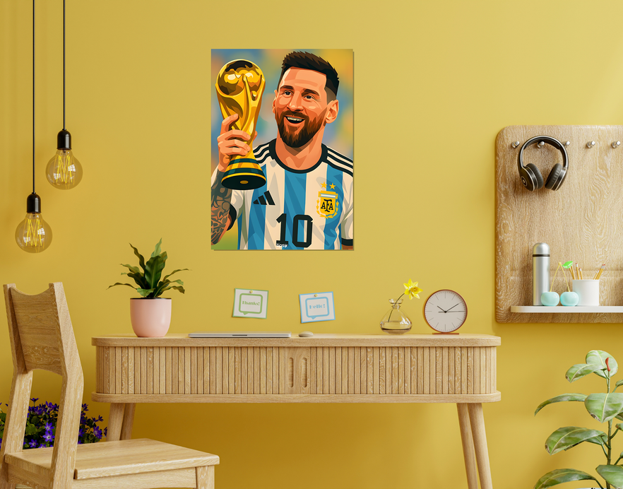 "MESSI PORTRAIT " -Shiny & Sturdy Metallic Poster Art That Pops & Sticks