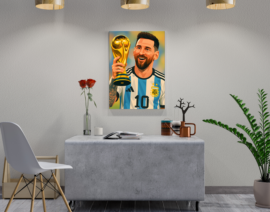"MESSI PORTRAIT " -Shiny & Sturdy Metallic Poster Art That Pops & Sticks