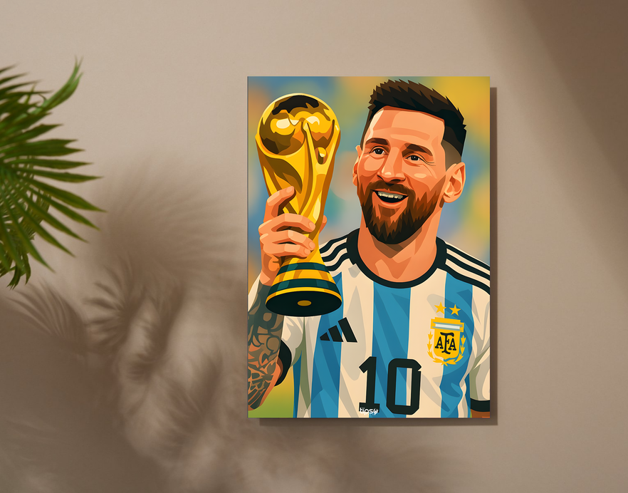 "MESSI PORTRAIT " -Shiny & Sturdy Metallic Poster Art That Pops & Sticks