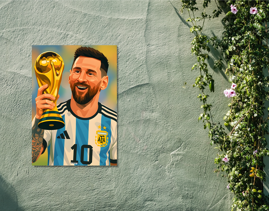 "MESSI PORTRAIT " -Shiny & Sturdy Metallic Poster Art That Pops & Sticks