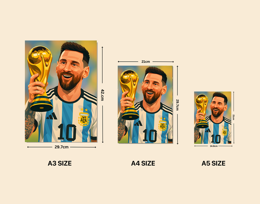"MESSI PORTRAIT " -Shiny & Sturdy Metallic Poster Art That Pops & Sticks