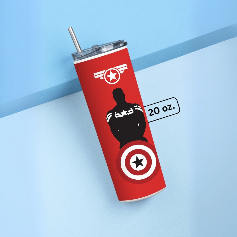 "Captain America Minimal art" Tumbler with Metal Straw