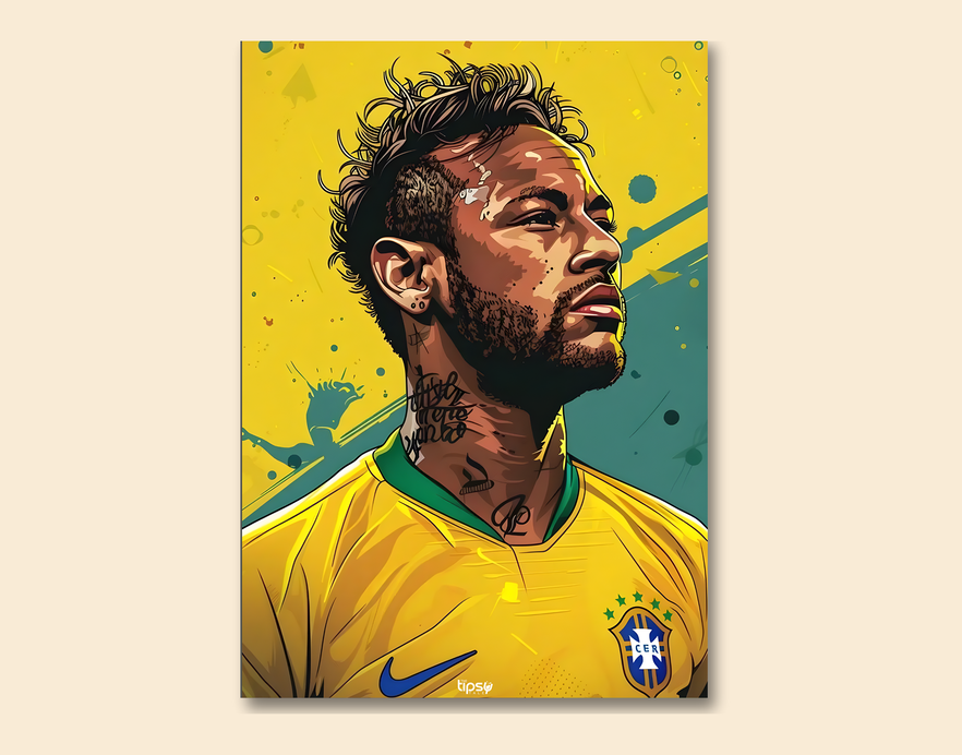 "NEYMAR PORTRAIT " -Shiny & Sturdy Metallic Poster Art That Pops & Sticks