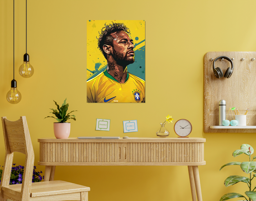 "NEYMAR PORTRAIT " -Shiny & Sturdy Metallic Poster Art That Pops & Sticks