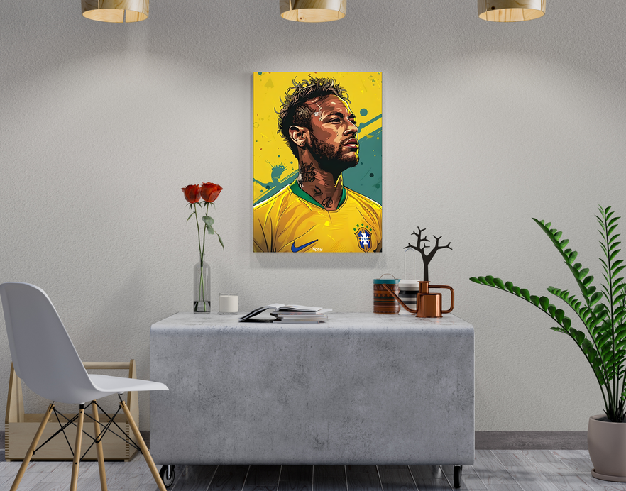 "NEYMAR PORTRAIT " -Shiny & Sturdy Metallic Poster Art That Pops & Sticks