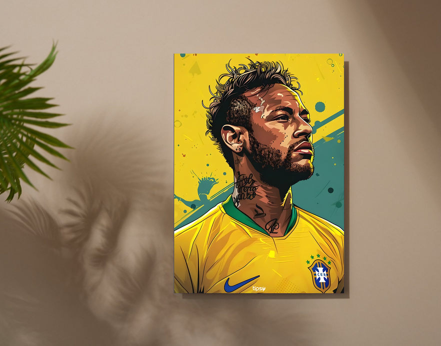"NEYMAR PORTRAIT " -Shiny & Sturdy Metallic Poster Art That Pops & Sticks
