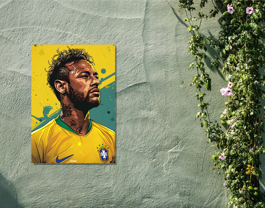 "NEYMAR PORTRAIT " -Shiny & Sturdy Metallic Poster Art That Pops & Sticks
