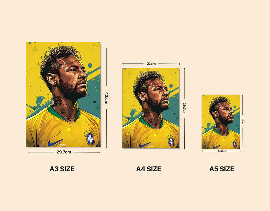 "NEYMAR PORTRAIT " -Shiny & Sturdy Metallic Poster Art That Pops & Sticks