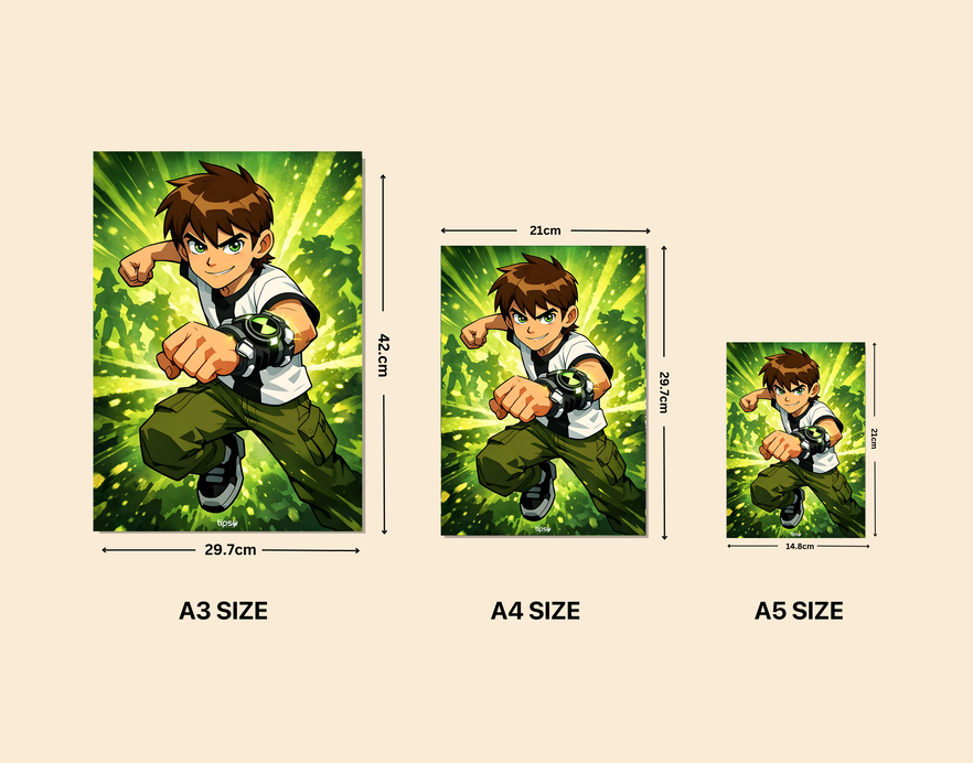 "BEN 10 " -Shiny & Sturdy Metallic Poster Art That Pops & Sticks