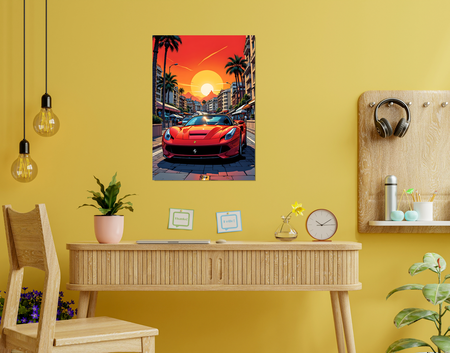 "FERRARI F12 BERLINETTA" -Shiny & Sturdy Metallic Poster Art That Pops & Sticks