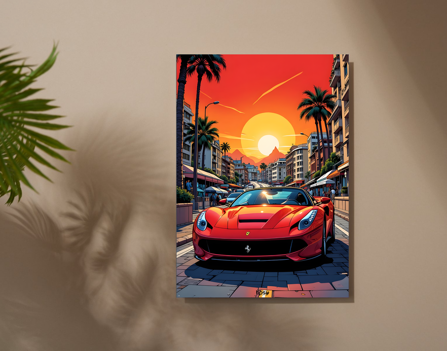 "FERRARI F12 BERLINETTA" -Shiny & Sturdy Metallic Poster Art That Pops & Sticks