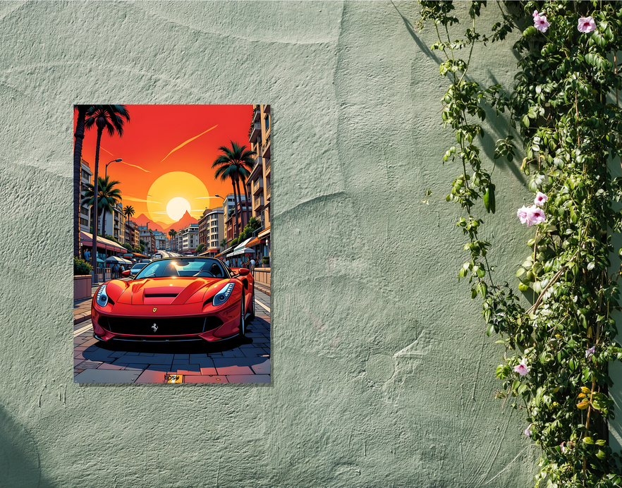 "FERRARI F12 BERLINETTA" -Shiny & Sturdy Metallic Poster Art That Pops & Sticks