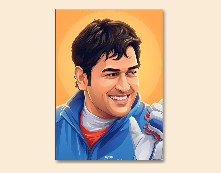 "MS DHONI VECTOR DESIGN" -Shiny & Sturdy Metallic Poster Art That Pops & Sticks
